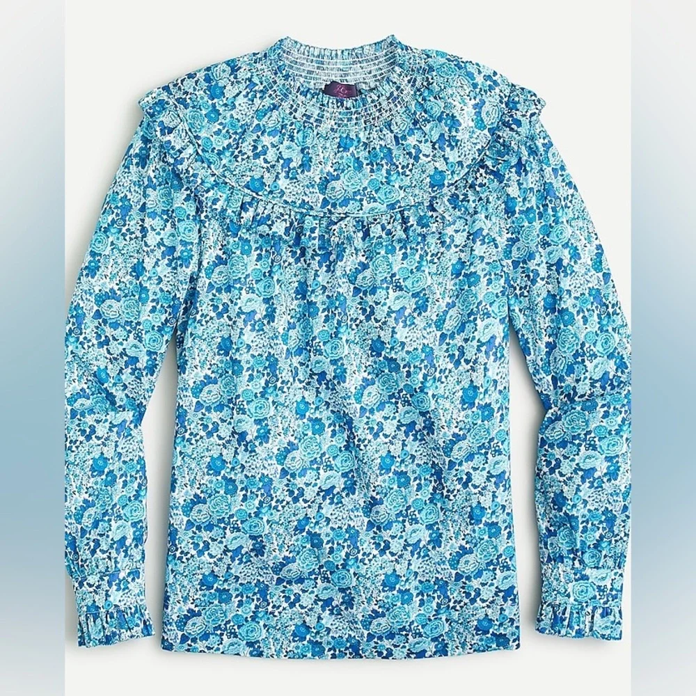Smocked popover top in Liberty® Elysian Day floral size small
